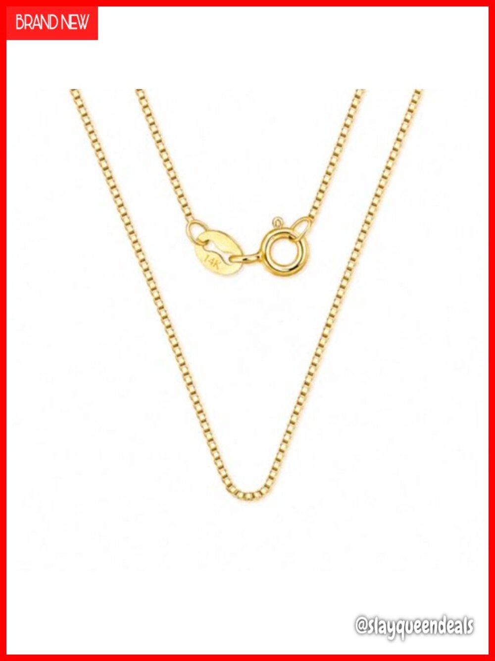 14K Yellow Gold Box Chain Necklace 0.6mm 18 inch Minimalist Everyday